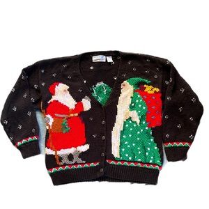 Northern Isles Hand Knit Christmas Santa Sweater Size Large